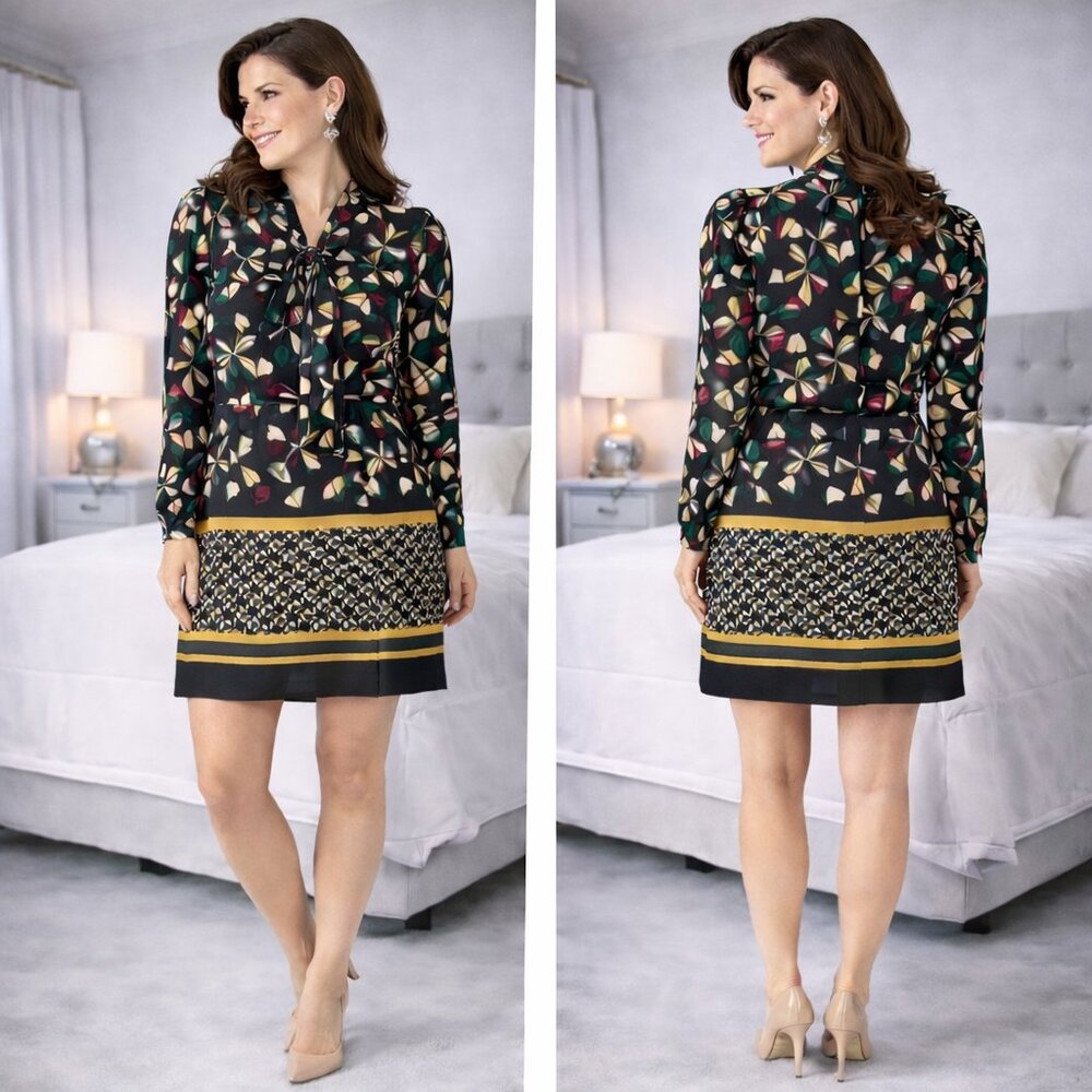 Deby Debo Black Green Ophelia Mosaic Wrap Dress $174